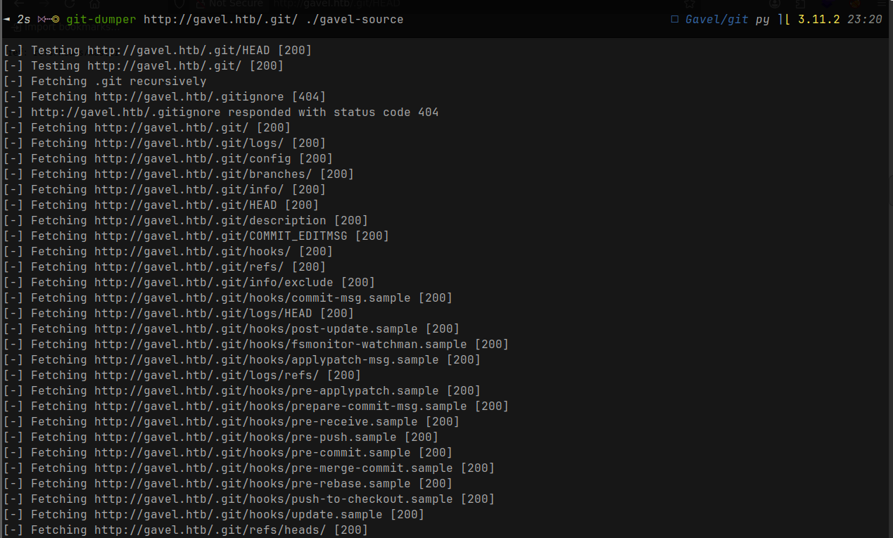 git-dumper extracting source
