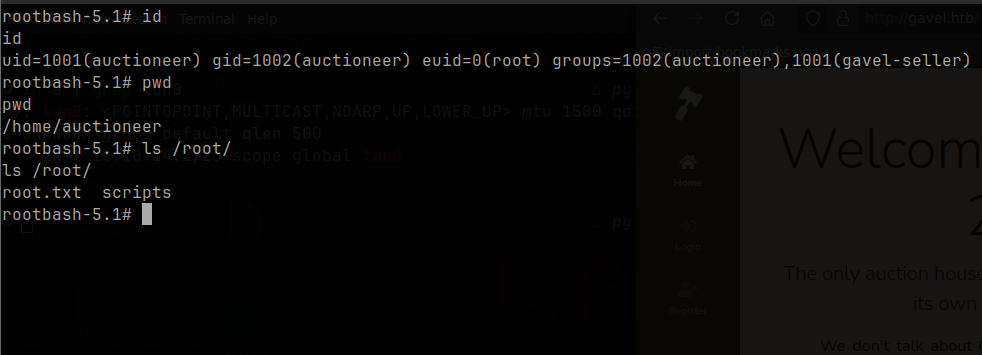 root shell via SUID bash