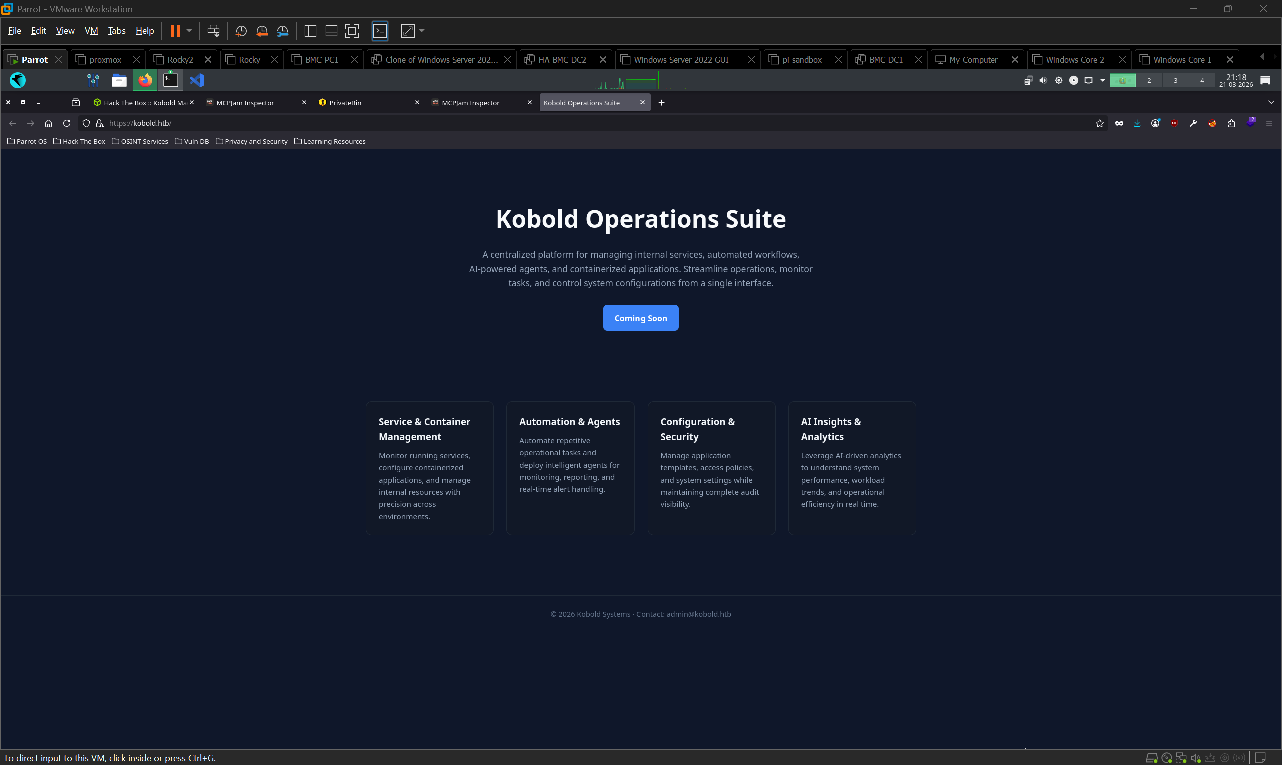 Kobold Operations Suite landing page